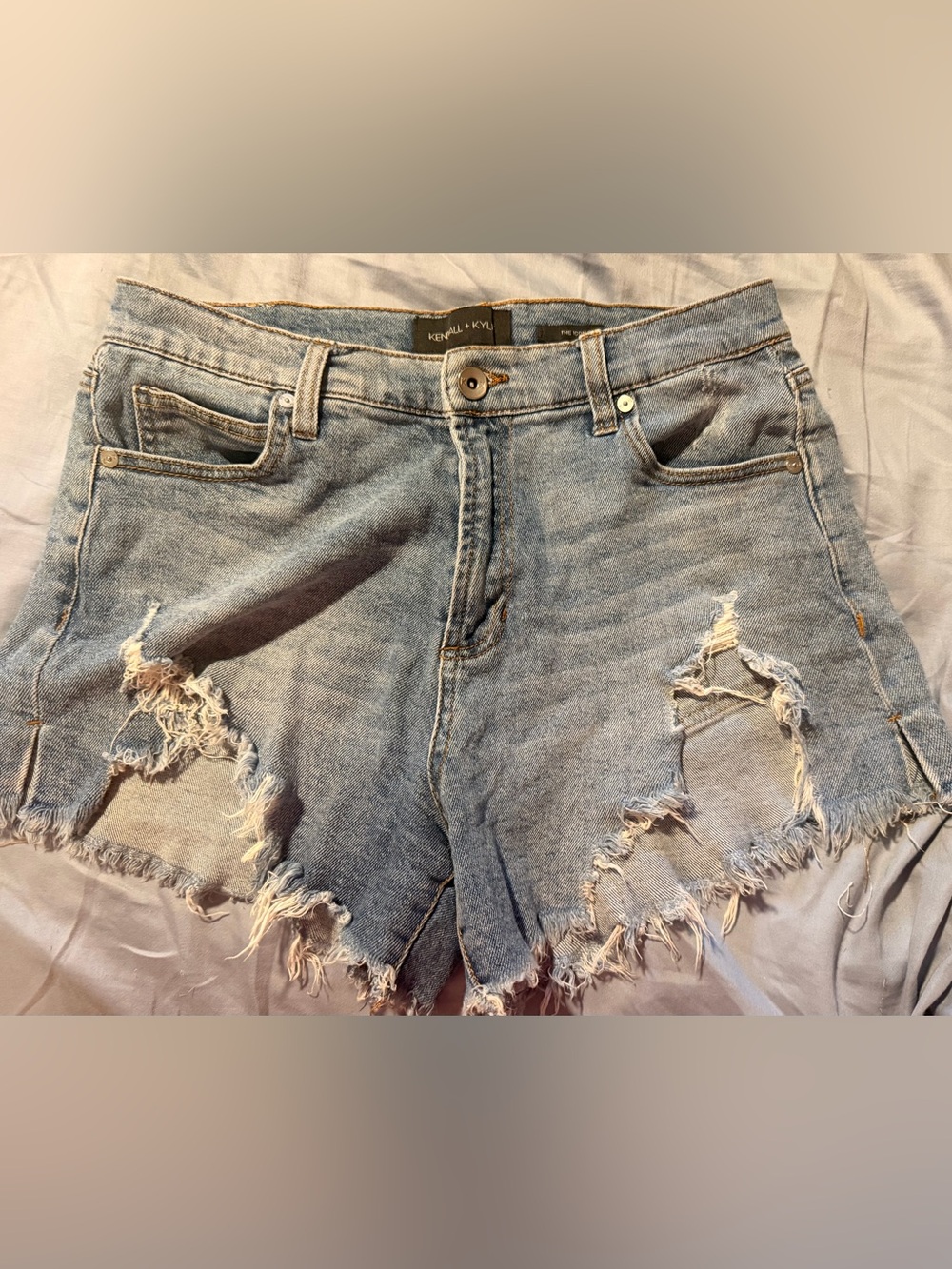Kendall & Kylie Light Blue Distressed Denim Shorts